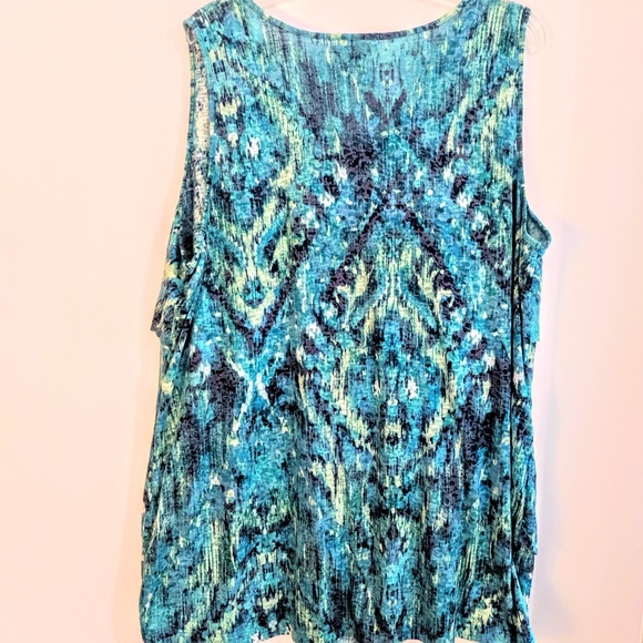 Catherine's IKAT Tank Ruffle Aqua size 2X 22 24 - Picture 5 of 5